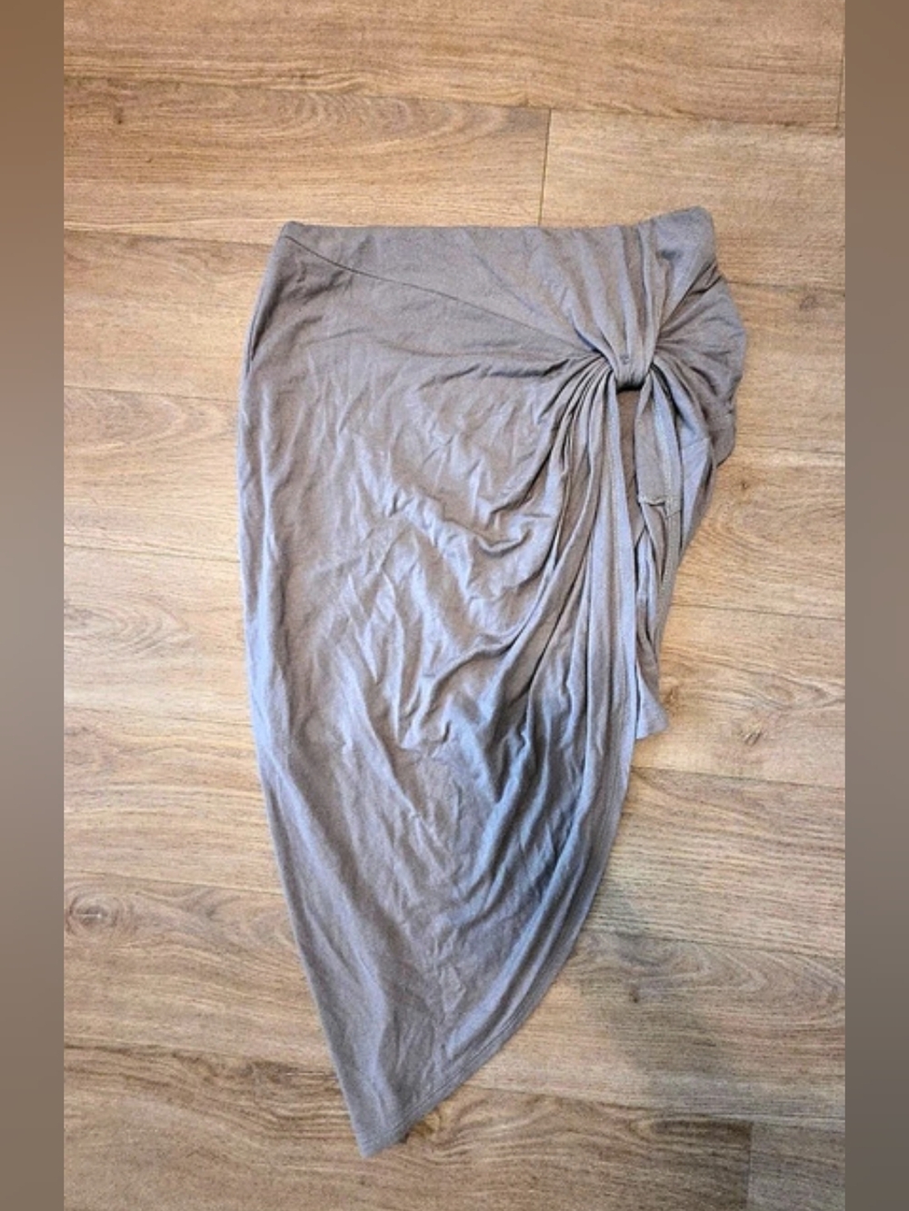 Taupe Ruched Asymmetrical Skirt